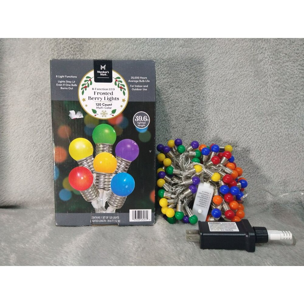 Members Mark Lights Multi Colored 8 Function LED Frosted Berry 120 Count